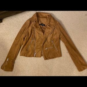 Lulu’s camel suede motto jacket